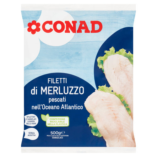 CONAD Filetti di Merluzzo pescati nell'Oceano Atlantico Surgelati 500 g-image
