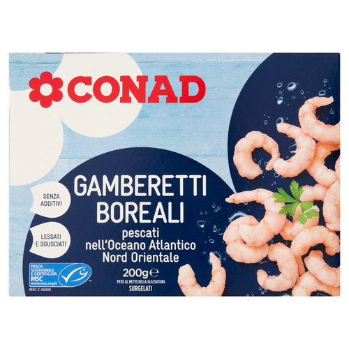 CONAD Gamberetti Boreali pescati nell'Oceano Atlantico Nord Orientale Surgelati 200 g-image