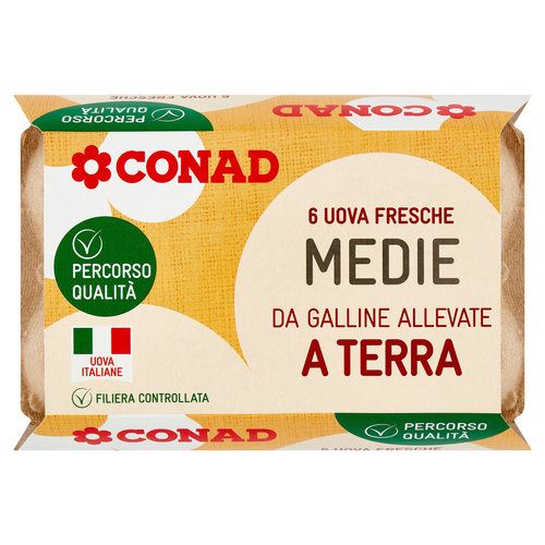 CONAD Percorso Qualità 6 Uova Fresche Medie da Galline Allevate a Terra-image