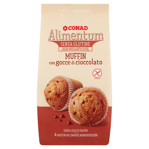 CONAD Alimentum Senza Glutine Muffin con gocce di cioccolato 4 x 60 g-image