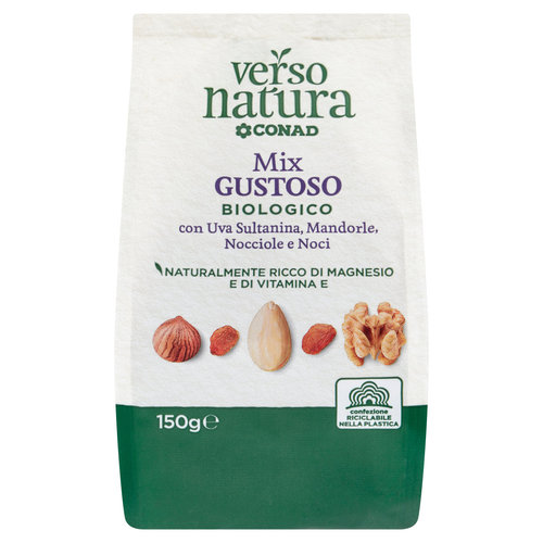 CONAD VERSO NATURA Mix Gustoso Biologico con Uva Sultanina, Mandorle, Nocciole e Noci 150 g-image