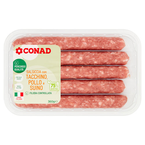 CONAD Percorso Qualità Salsiccia con Tacchino, Pollo e Suino 360 g-image