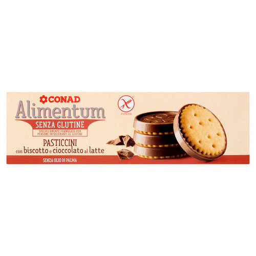 CONAD Alimentum Senza Glutine Pasticcini con biscotto e cioccolato al latte 100 g-image