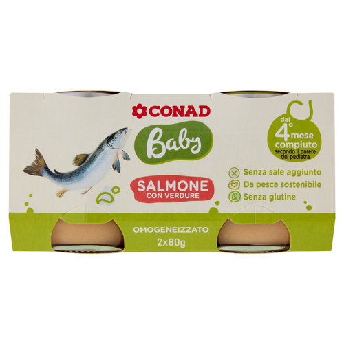 CONAD Baby Salmone con Verdure Omogeneizzato 2 x 80 g-image