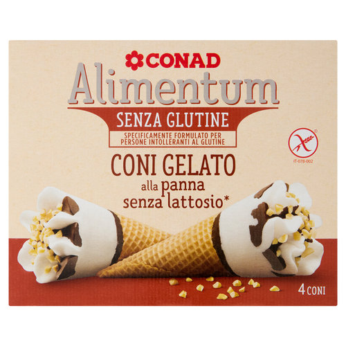 CONAD Alimentum Senza Glutine Coni Gelato alla panna senza lattosio* 4 x 75 g-image