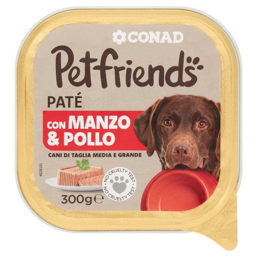CONAD Petfriends Patè con Manzo & Pollo Cani di Taglia Media e Grande 300 g-image