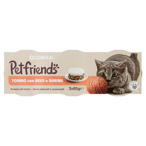 CONAD Petfriends Tonno con Riso e Surimi 3 x 85 g-image