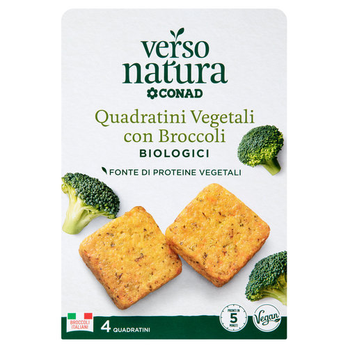 CONAD VERSO NATURA Quadratini Vegetali con Broccoli Biologici 4 Quadratini 160 g-image