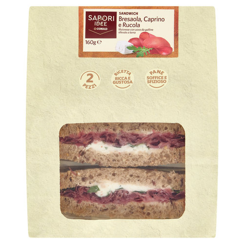 SAPORI & IDEE CONAD Sandwich Bresaola, Caprino e Rucola 2 Pezzi 160 g-image