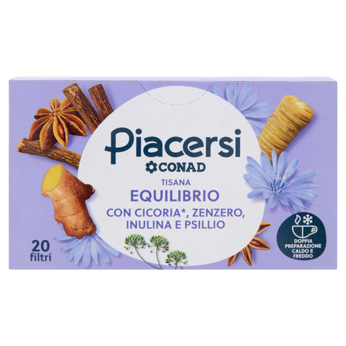 PIACERSI CONAD Tisana Equilibrio con Cicoria*, Zenzero, Inulina e Psillio 20 filtri da 2,5 g-image
