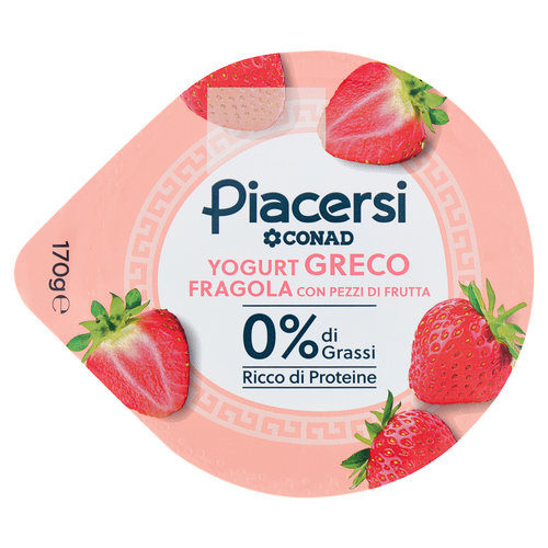 PIACERSI CONAD Yogurt Greco Fragola con Pezzi di Frutta 0% di Grassi 170 g-image