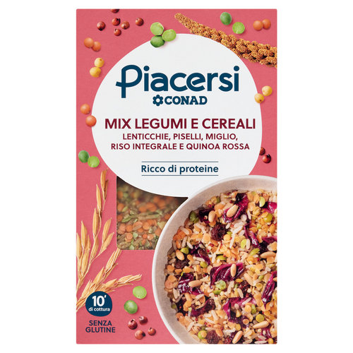 PIACERSI CONAD Mix Legumi e Cereali Lenticchie, Piselli, Miglio, Riso Integrale e Quinoa Rossa 400 g-image