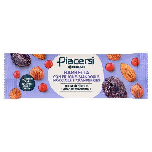 PIACERSI CONAD Barretta con Prugne, Mandorle, Nocciole e Cranberries 30 g-image